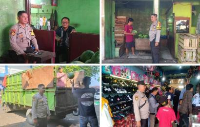 Patroli, Polsek Ratu Samban Sambangi Pedagang dan Pengunjung Pasar Minggu