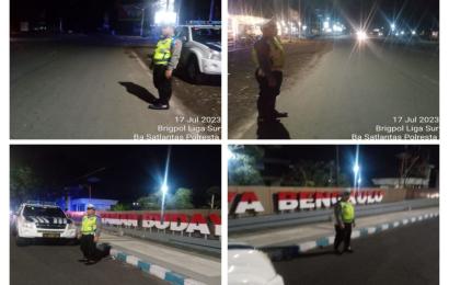 Cegah Aksi Balap Liar di Malam Hari, , Sat Lantas Polresta Bengkulu Patroli Blue Light