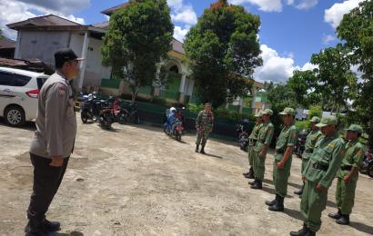 Tingkatkan Kemampuan, Bhabinkamtibmas Latih Serta Berikan Pembekalan Kepada Linmas Tentang PBB