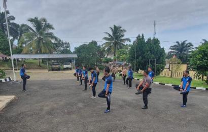 Jaga Kesehatan Fisik, Polsek Giri Mulya Laksanakan Olahraga Bersama