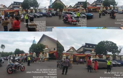 Ibadah Minggu di Gereja, Sat Lantas Polresta Bengkulu Gelar Pengaturan Lalin