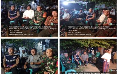 Bhabinkamtibmas Polsek Teluk Segara Hadiri Tabligh Malam ke 3 di Rumah Warga Binaannya