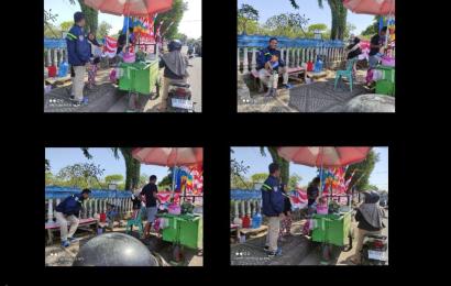 Bhabinkamtibmas Polsek Teluk Segara Gelar Patroli, Sambangi Pedagang di Depan TPU Kampung Bali