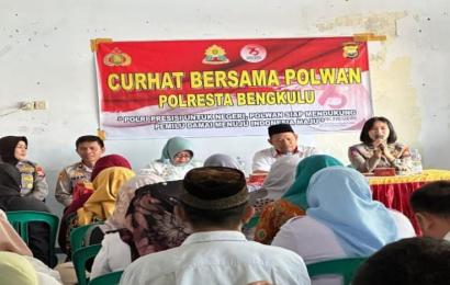 Peringati Hari Jadi Polwan Ke-75, Polwan Polresta Bengkulu Laksanakan Kegiatan Curhat Bersama Polwan