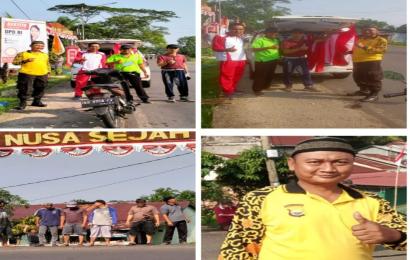 Sambang Silaturahmi Bersama Warga, Bhabinkamtibmas Ikuti Gotong Royong dan Sampaikan Imbauan Kamtibmas