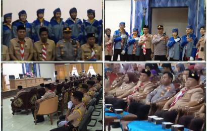 Kapolsek Muara Bangkahulu Hadiri Pelepasan  Peserta Kontingen Pramuka Raimuna Nasional Ke XII Tahun 2023