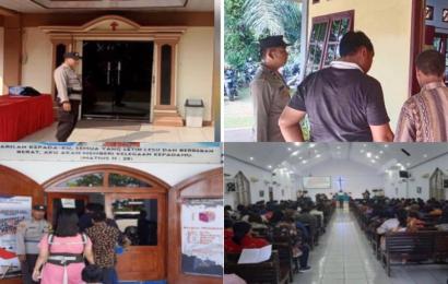 Berikan Rasa Aman Kepada Jemaat Kristiani, Polresta Bengkulu dan Polsek Jajajaran Laksanakan Pengamanan Ibadah di Gereja