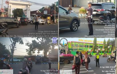 Antisipasi Kemacetan, Polresta Bengkulu dan Polsek Jajaran Gelar Commander Wish di Pagi Hari 
