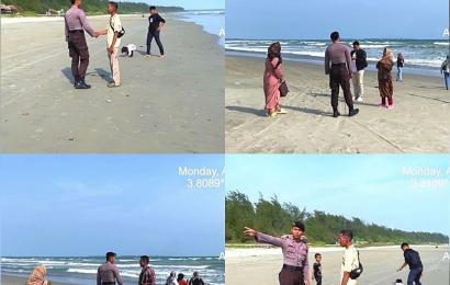 Patroli di Kawasan Pantai Panjang, Polsi Ingatkan Warga Untuk Tidak Mandi di Pantai Panjang