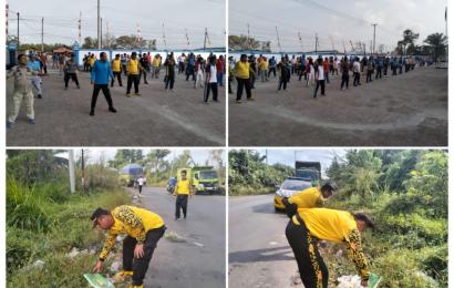 Bina Keakraban Antar Instansi, Polsek KSKP Pulai Baai Olahraga dan Gotong Royong Bersma KSOP Pulau Baai