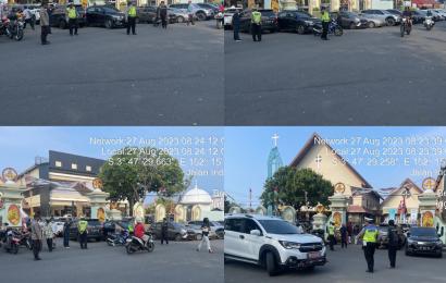 Ibadah Minggu di Gereja Sat Lantas Polresta Bengkulu Laksanakan Pengaturan Lalin 