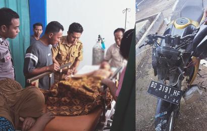 Diduga Lalai, Pengendara Vixion Tabrak Anak-Anak Pejalan Kaki