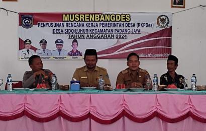 Polsek Padang Jaya Hadiri Musrembangdes Desa Sido Luhur 
