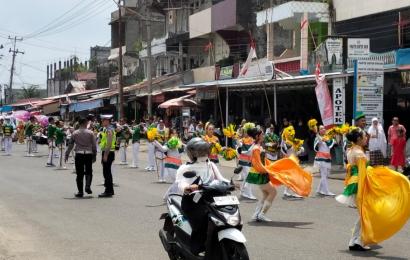 Sat Lantas dan Sat Samapta Polres Bengkulu Selatan Pamturlalin dan Pengawalan Pawai Kirab Pemilu 2024