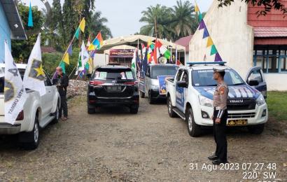 Sat Lantas Polres BS Lakukan Pengaturan Lalu Lintas Kirab Pemilu Tahun 2024  