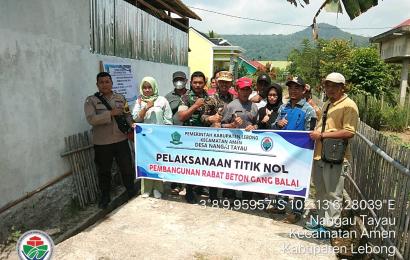 Bhabinkamtibmas Polsek Lebong Utara Hadiri Titik Nol Pembangunan Rabat Beton di Desa Nangai Tayau