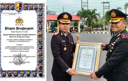 Lomba Satkamling Tingkat Nasional, Polsek Gading Cempaka Terima Penghargaan Dari Kapolri