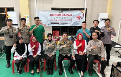 Kapolresta Bengkulu Ikuti Kegiatan Bakti Kesehatan Donor Darah HUT Ke-72 Humas Polri 