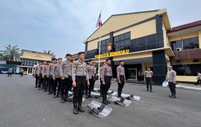 Tingkatkan Kemampuan, Dalmas Polresta Bengkulu Laksanakan Latihan Katpuan Dalmas  
