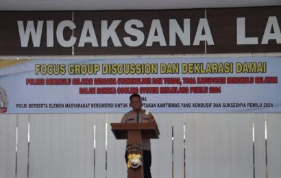 Sukseskan Pemilu Serentak, Polres BS Gelar FGD dan Deklarasi Pemilu Damai Tahun 2024