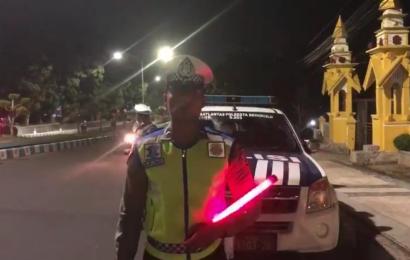 Sat Lantas Polresta Bengkulu, Laksanakan  Patroli Blue Light Malam hari di Areal Rawan Balap Liar