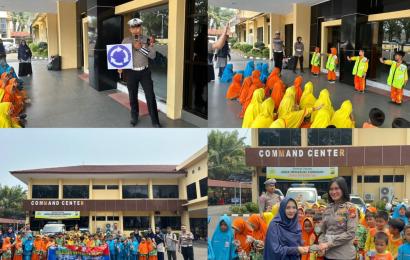 Satlantas Polresta Bengkulu Laksanakan Dikmas dan Sosialisasi Tertib Berlalu Lintas Kepada Siswa Siswi SD Fatma Kenanga