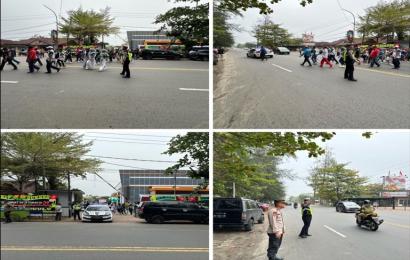 Personel Polresta Bengkulu Laksanakan Pengamanan dan Pengaturan Lalin Jalan Santai HUT IPPAT 