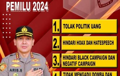 Kapolresta Bengkulu Imbau Tolak Politik Uang Hingga Jangan Saling Adu Domba Jelang Pemilu 2024