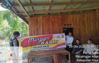Polsek Maje Minggu Kasih di Gereja Santo Benecditus Desa Parda Suka