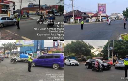 Personel Polresta Bengkulu Rutin Gelar Pengaturan Lalin Setiap Pagi 