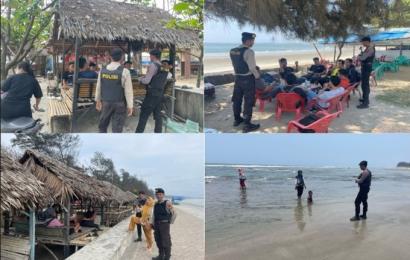 Patroli di Kawasan Wisata, Personel Sat Samapta Polresta Bengkulu Sampaikan Imbauan Kamtibmas 