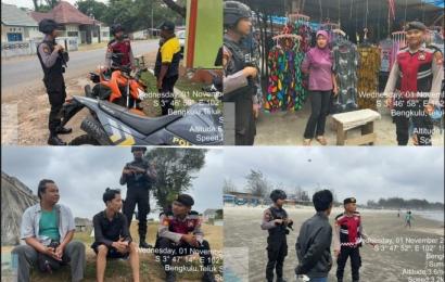 Patroli di Kawasan Pantai, Polisi Sampaiakn Imbauan Kamtibmas 