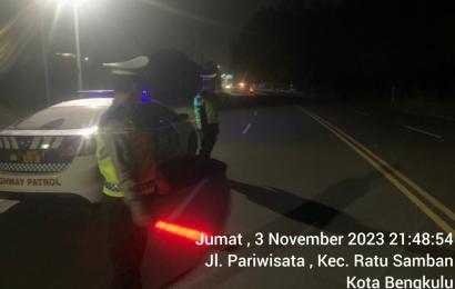 Cegah Aksi Balap Liar dan Gangguan Kamtibmas Lainnya, Sat Lantas Polresta Bengkulu Gelar Patroli