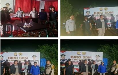 Patroli Malam, Personel Polsek Muara Bangkahulu Sambangi Lokasi Bakti Kesehatan Biro SDM POlda Bengkulu