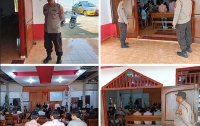 Tingkatkan Pengamanan Ibadah Umat Kristiani, Polsek Muara Bangkahulu Patroli di Gereja Pante Kosta 
