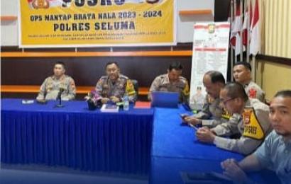Kapolres Seluma Ikuti Pelatihan Olah Strategi Operasi Mantap Brata Nala 2024-2024 Melalui Vicon