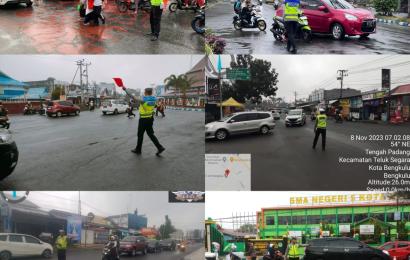 Cegah Kemacetan, Personel Sat Lantas Polresta Bengkulu Gelar Pengaturan Lalin di Persimpangan 