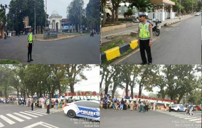 Personel Sat Lantas Polresta Bengkulu Gelar Pengawalan dan Pengaturan Lalin Peringatan Hari Pahlawan TK Inti Aisyah Bustanul Athafal 