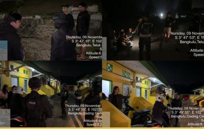 Patroli Malam, Sat Samapata Polresta Bengkulu Sambangi Masyarakat yang Duduk Ditepi Pantai dan Sampaikan Imbauan Kamtibmas