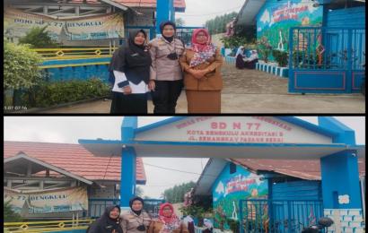 Sampaikan Imbauan, Bhabinkamtibmas Padang Serai Sambang Silahturahmi di SDN 77 Kota Bengkulu 