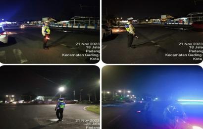 Antisipasi Tindakan Kriminal dan Bali, Personel Sat Lantas Polresta Bengkulu Patroli Blue Light