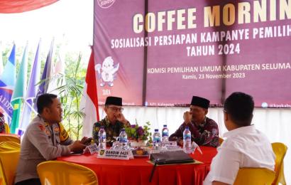 Kabag Ops Polres Seluma Hadiri Coffe Morning Sosialisasi Persiapan Kampanye Pemilu 2024