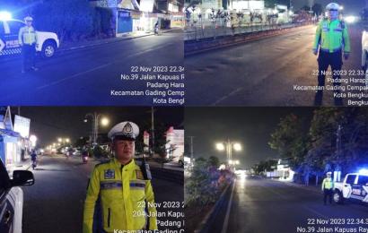 Cegah Aksi Bali dan Pantau Arus Lalin, Sat Lantas Polrseta Bengkulu Patroli Blue Light