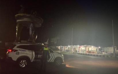Pantau Arus Lalin dan Daerah Rawan Balap Liar, Sat Lantas Polres Kaur Patroli Blue Light
