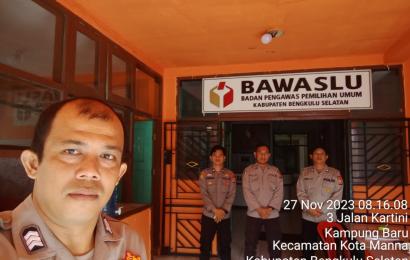 Pengamanan Jelang Masa Kampanye Pemilu di Kantor Bawaslu Kabupaten Bengkulu Selatan Ditingkatkan