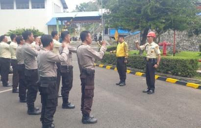Bhabinkamtibmas Polsek Lebong Selatan Berikan Latihan Kepada Satpam PLTA Tes