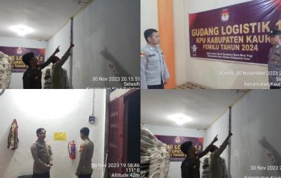 Gudang Logistik KPUD Kaur di Lakukan Pengamanan Ketat oleh Personel Satgas Preventif OMB Nala Polres Kaur 