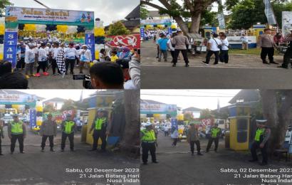 Personel Polsek Teluk Segara Lakukan Pengamanan dan Monitoring Kegiatan Jalan Santai Hari Bakti PU ke-78