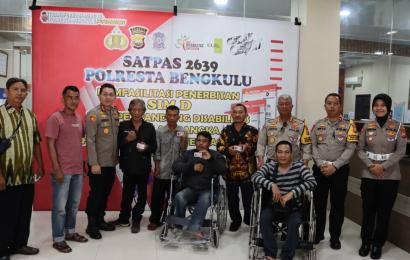 Terbaru! Polresta Bengkulu Layani Penerbitkan SIM D, SIM Khusus Penyandang Disabilitas Setara SIM C