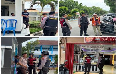 Cegah Tindak Pidana, Personel Sat Samapta Sambangi Security SMAN 2 Kota Bengkulu dan Bank BRI Sampaikan Imbauan Kamtibmas